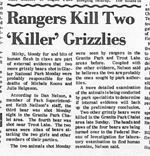 Night of the Grizzlies newspaper clip