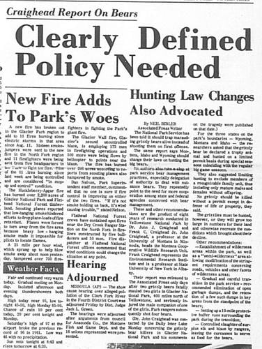 Night of the Grizzlies newspaper clip